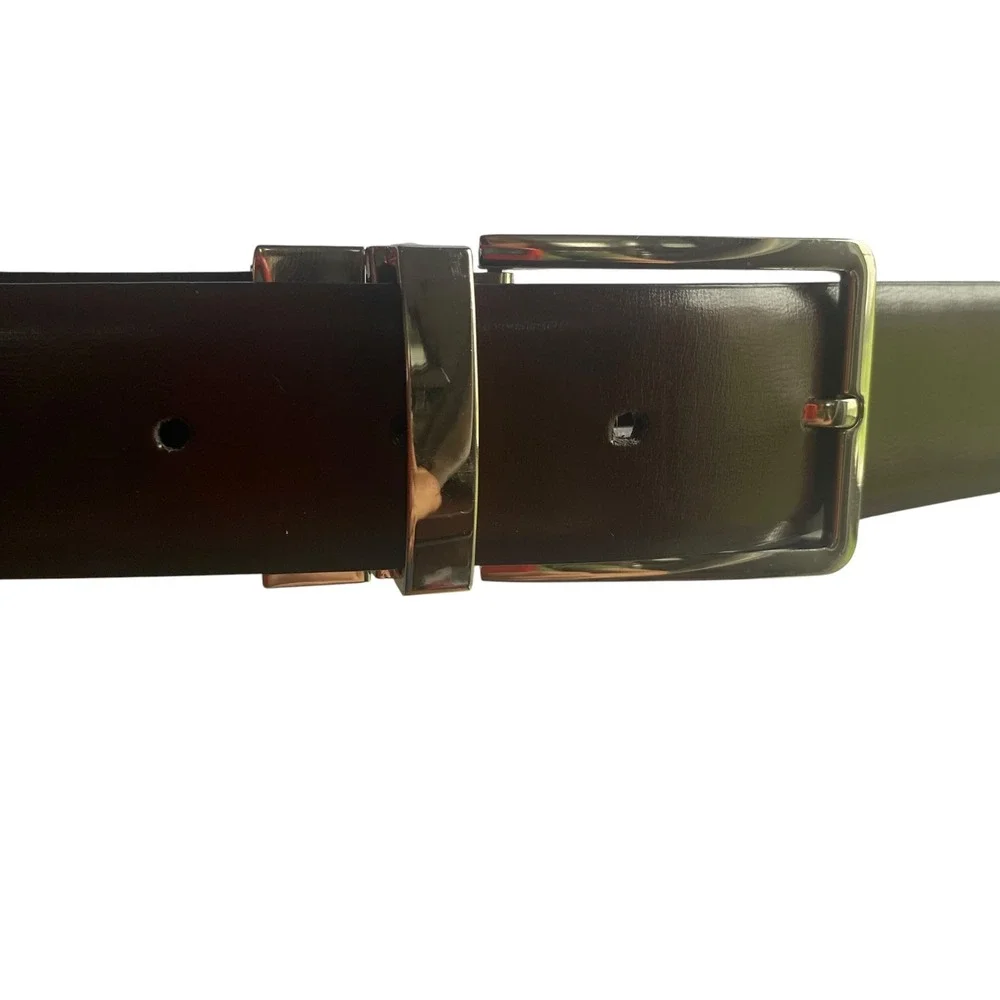 Vetelli Mens Reversible Leather Belt Black Brown Silver Swivel Buckle Size 36